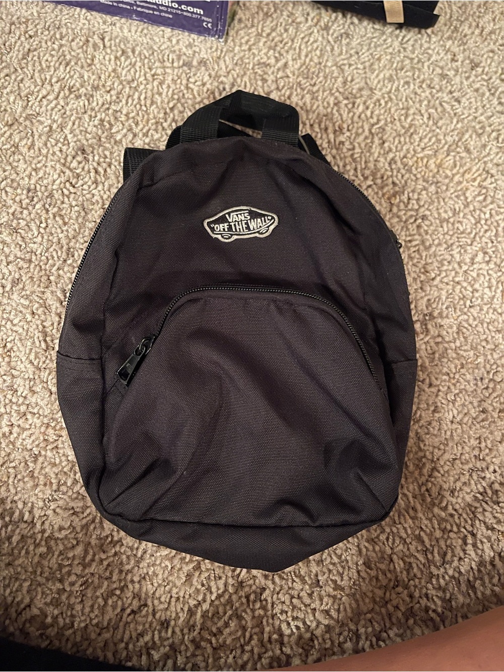Vans Black Mini Backpack with 'Off The Wall' Patch